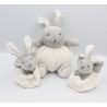 Doudou lapin gris blanc laine VERTBAUDET