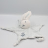 Doudou plat lapin blanc bleu sweet hugs VERTBAUDET