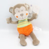 Doudou singe marron vert orange KIMBALOO