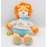 Doudou lion orange bleu gris TEX