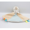 Doudou plat hérisson beige blanc bleu Luminou JEMINI