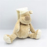 Doudou ours beige écru bonnet coeur DOUKIDOU