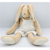Doudou lapin beige salopette blanche JACADI