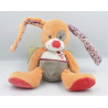 Doudou lapin orange rose blanc violet fleurs DOUKIDOU