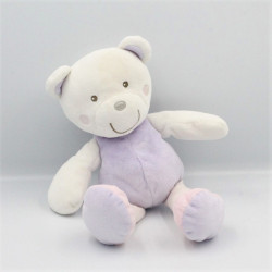 Doudou ours blanc mauve...