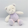 Doudou ours blanc mauve rose rayé PREMAMAN