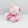 Doudou ours rose oiseau fleurs POMMETTE