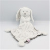 Doudou lapin blanc gris pois mouchoir POMMETTE