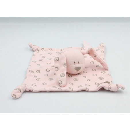 Doudou plat chien lapin rose spirales ORCHESTRA