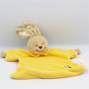 Doudou plat lapin beige jaune coccinelle BENGY