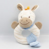 Doudou hochet zébre blanc bleu rayé beige Arthur et Louis NATTOU