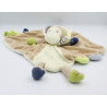 Doudou plat singe écru marron bleu vert BABYSUN