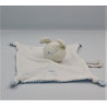 Doudou plat lapin blanc rayé bleu ORCHESTRA