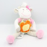 Doudou musical vache vert rose blanc beige rayé BEBEREVE