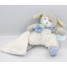 Doudou chien gris blanc bleu jaune mouchoir BABY NAT