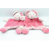 Doudou plat Mimi la souris rose fleurs NICOTOY KIABI lot de 2