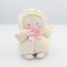Ancien doudou poupée chiffon blanc rose pois COROLLE