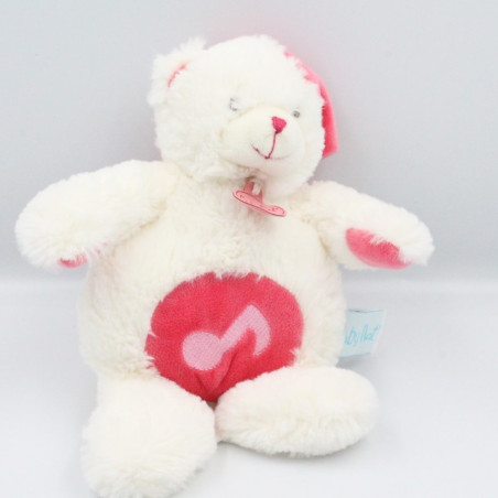 Doudou musical ours Calins blanc rose BABY NAT