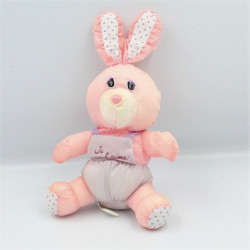 Peluche Puffalump lapin rose mauve Je t'aime BIKIN