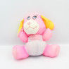 Peluche Puffalump chien rose mauve jaune vichy