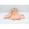 Doudou plat lapin beige blanc rose rayé orange BUKOWSKI