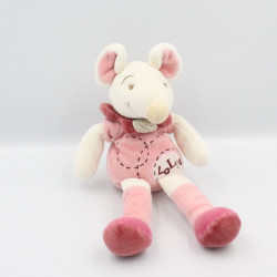 Doudou et compagnie souris rose blanche Lolie