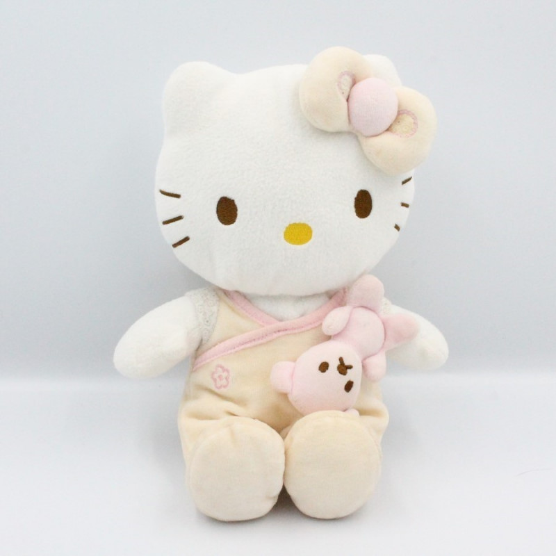 Doudou chat HELLO KITTY pyjama beige rose SANRIO LICENSE