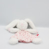 Doudou plat lapin blanc rose fleurs SUCRE D'ORGE