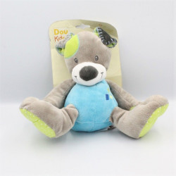 Doudou chien gris bleu vert DOUKIDOU