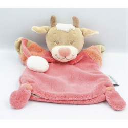 Doudou marionnette vache beige rose les Zamis NATTOU