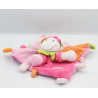Doudou plat vache rose pois foulard vert oiseau NICOTOY