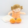 Doudou poupée fille orange mouchoir Chipies BABY NAT 27 cm