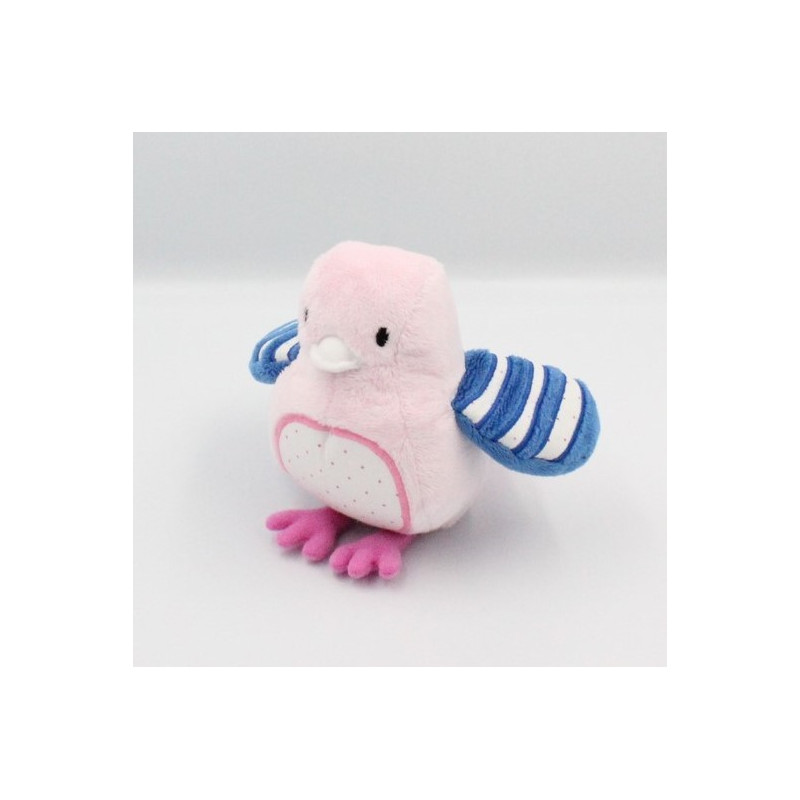 Doudou oiseau rose bleu blanc pois KIMBALOO