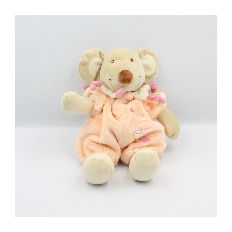 Doudou souris combinaison orange avion nuage TEX