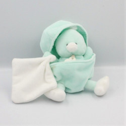 Doudou et compagnie poussin oiseau vert bleu coquille mouchoir