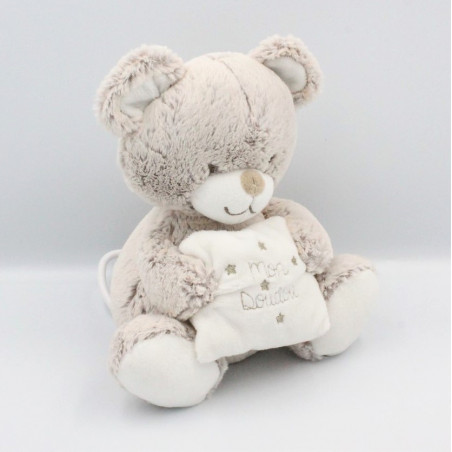 Doudou musical ours beige blanc coussin TEX BABY