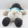 Doudou ours aviateur beige bleu noir pois Oscar SAUTHON