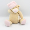 Doudou ours beige blanc rose coeur MANON ET VALENTIN