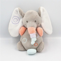 Doudou musical éléphant gris orange bleu mauve Bubbles NATTOU