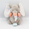 Doudou musical éléphant gris orange bleu mauve Bubbles NATTOU