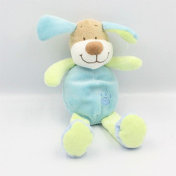 Doudou chien beige bleu vert DOUKIDOU