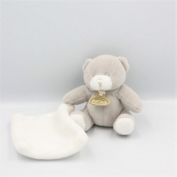 Doudou et compagnie ours gris mouchoir blanc