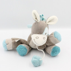 Doudou musical ane cheval gris bleu train NATTOU