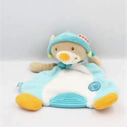 Doudou plat ours beige bleu blanc Bon Voyage BABYSUN