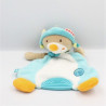 Doudou plat ours beige bleu blanc Bon Voyage BABYSUN