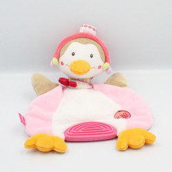 Doudou plat canard oiseau beige rose blanc Bon Voyage BABYSUN