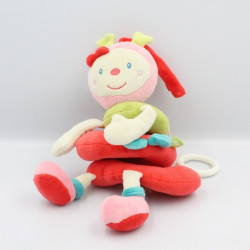 Doudou musical chenille papillon rose rouge vert blanc BABYSUN