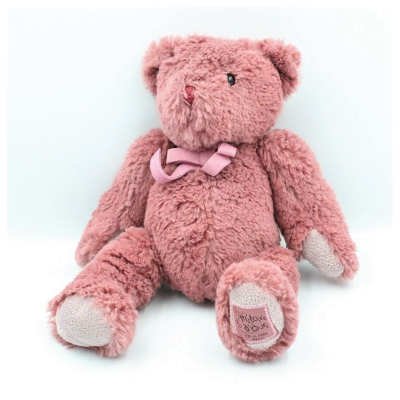 Doudou peluche ours rose bordeaux HISTOIRE D'OURS