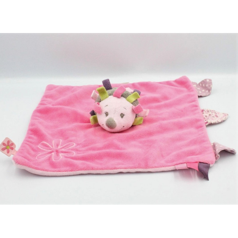 Doudou plat hérisson gris rose vert Manon NATTOU