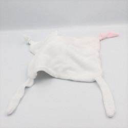 Doudou plat ours blanc rose bleu plumes indien SIPLEC